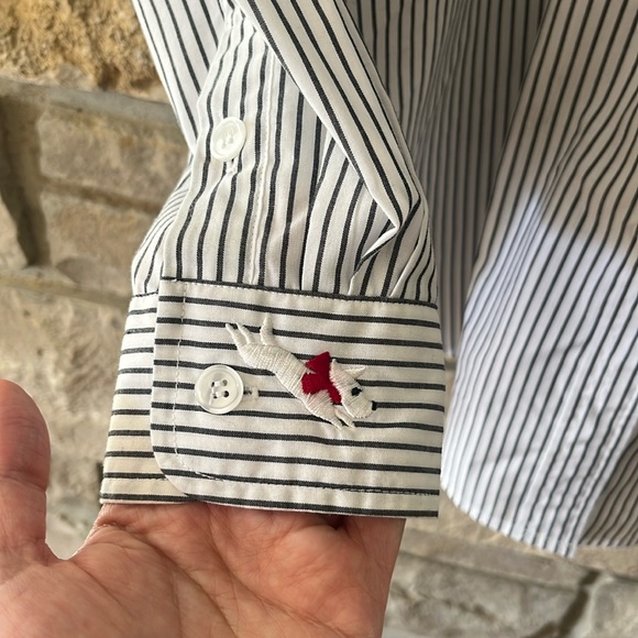 Vintage Napa Valley White Button Down Shirt with Black Vertical Stripes Large - Picture 13 of 15